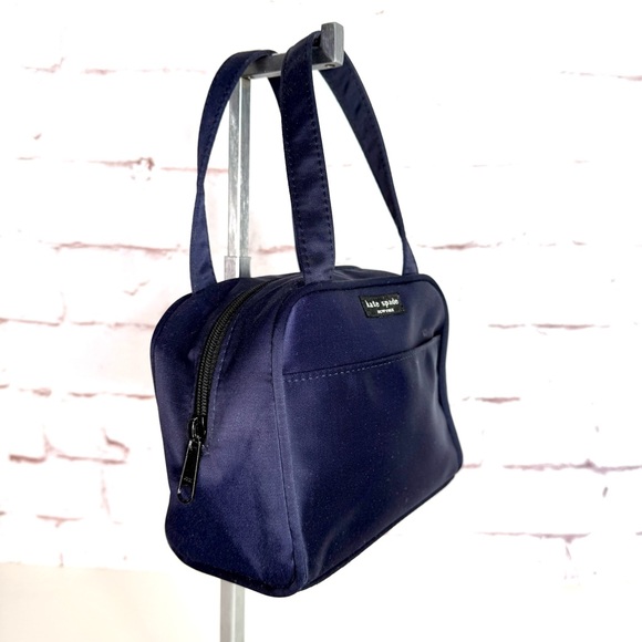 KATE SPADE NEW YORK Navy Nylon 7” Mini Satchel Tote Bag Y2K 90’s Purse Vintage - Picture 7 of 15